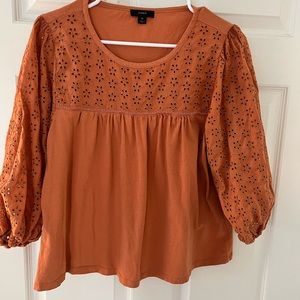 Jcrew burnt orange eyelet top!